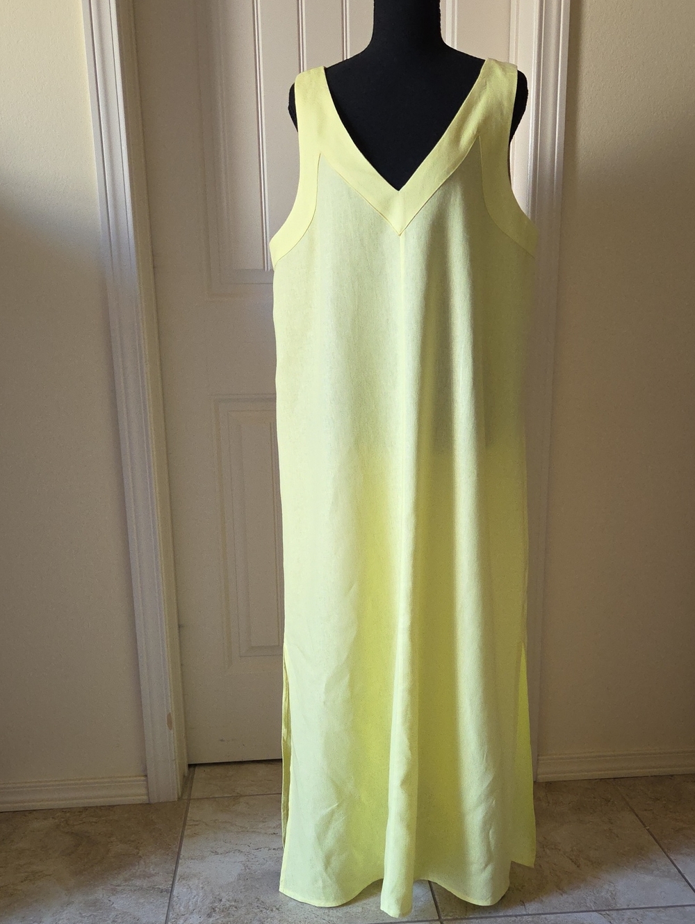 DKNY Women's Linen Maxi Dress, Yellow, Size L